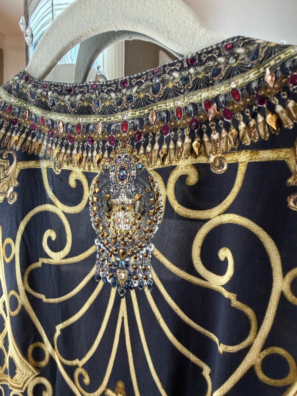Camilla Black and Gold Silk Embellished Swim Coverup - Picture 10 of 16